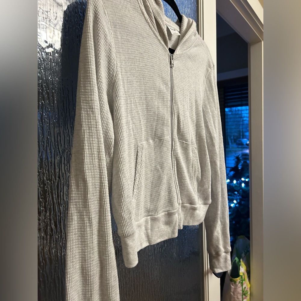 TNA Waffle Zip Hoodie in Heather Chrome (Zip-Up Thermal Hoodie) - Aritzia - Picture 8 of 11